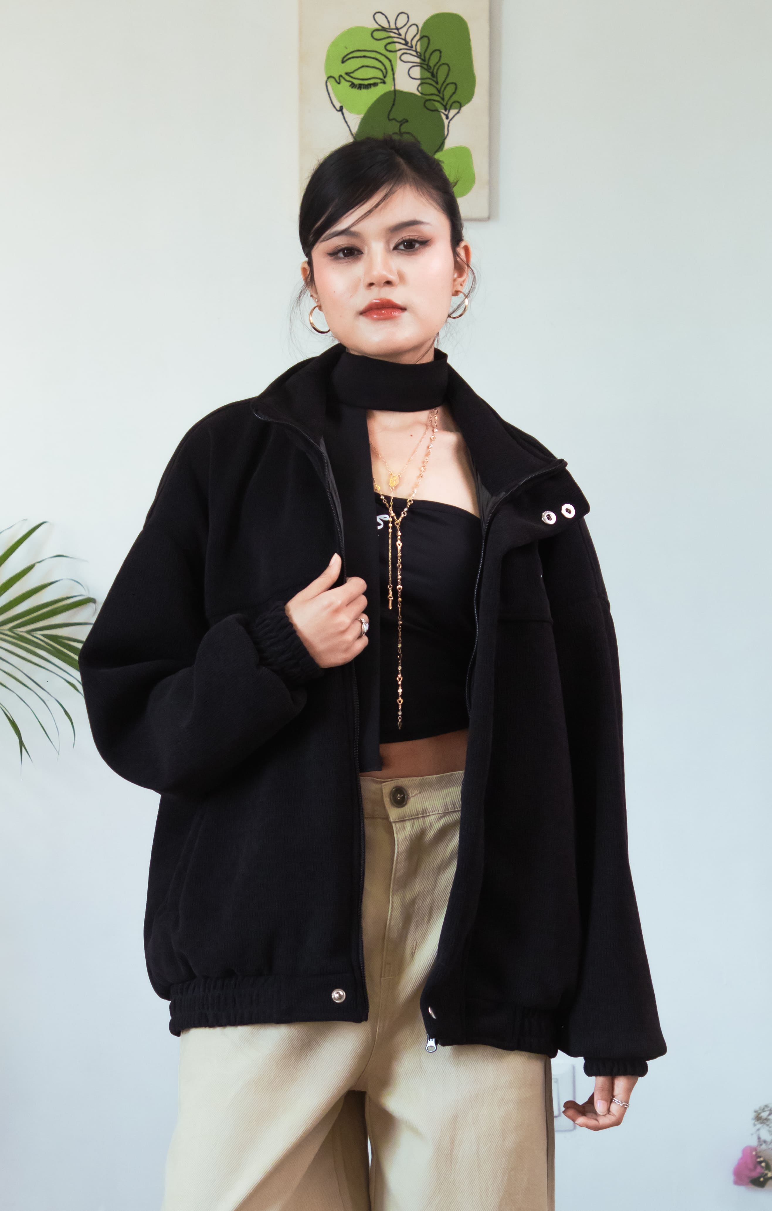 MODE23 Modest Black Polar Bomber Jacket